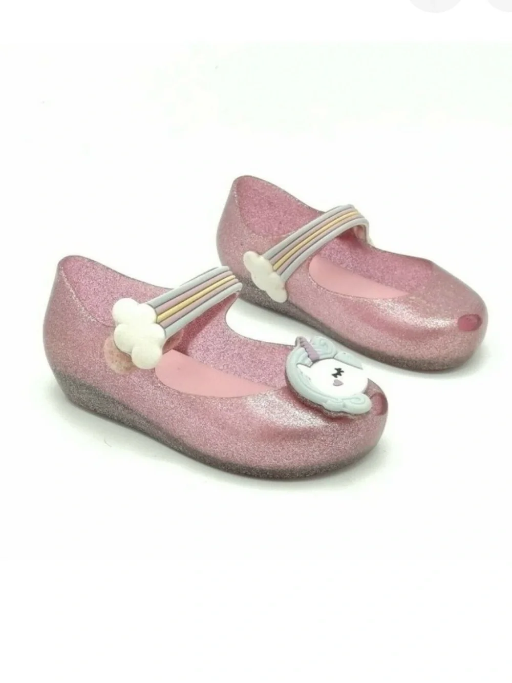 Mini Melissa Ultragirl Unicorn Mary Jane Flats Pink Glitter Toddler Girls Size 8
